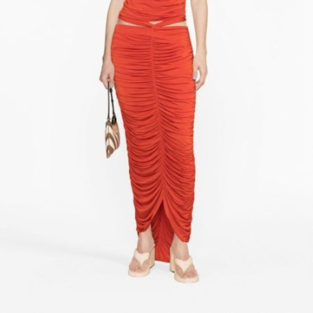 Paris Georgia Basics Farrah Ruched Maxi Cut-out Skirt